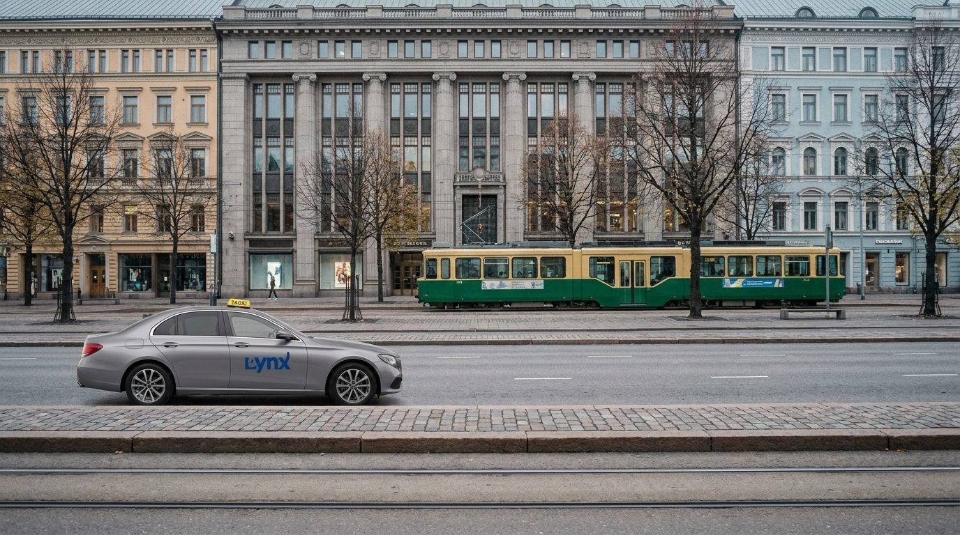 A Lynx taxi parked on Mannerheimintie, Helsinki